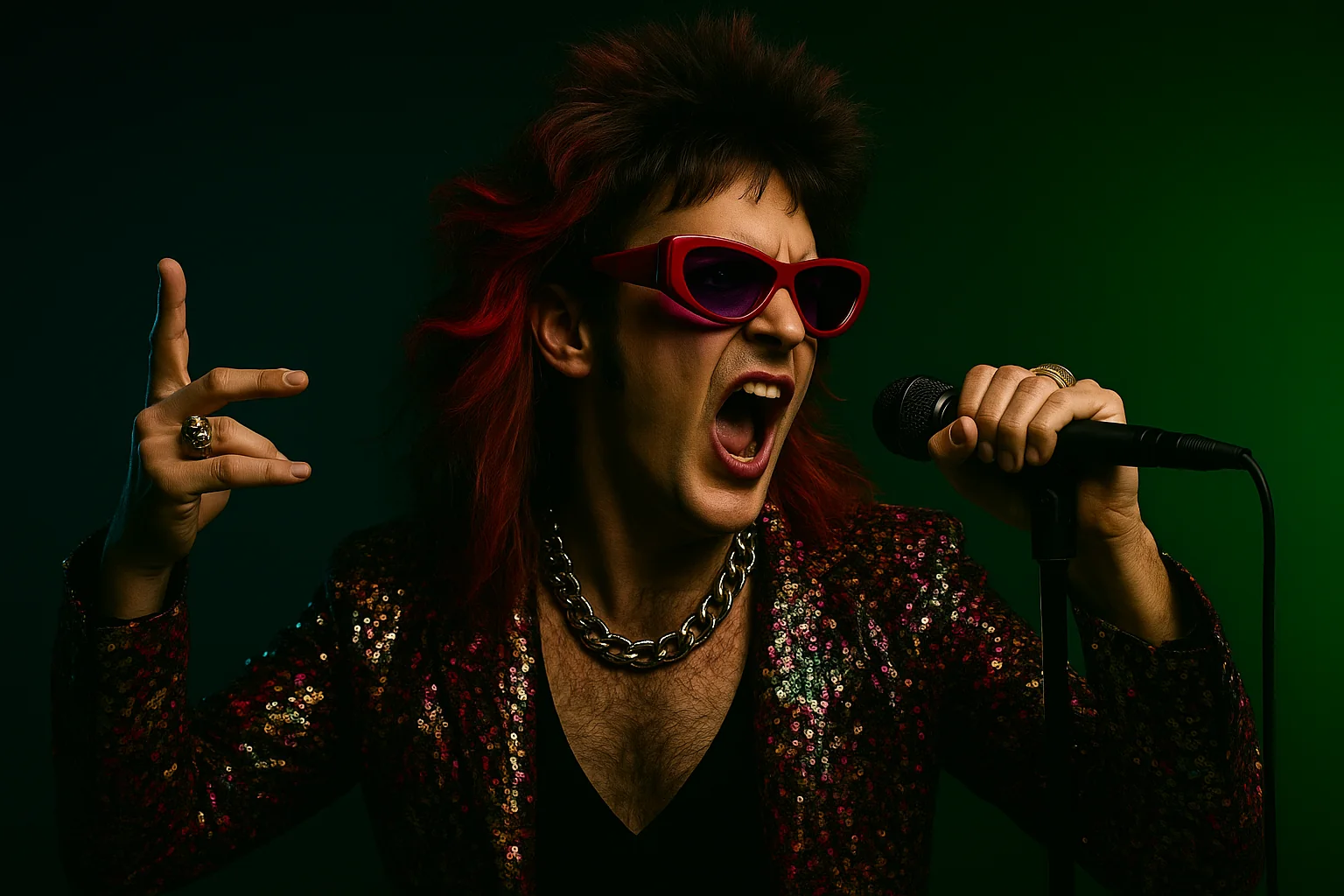 Rock vocalist with microphone